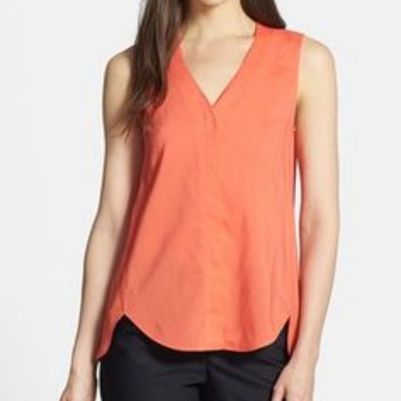 Theory Pala V-Neck Top Orange Punch Small - Picture 1 of 5